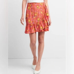 GAP‎ Ruffle Wrap Skirt in Pink Flower